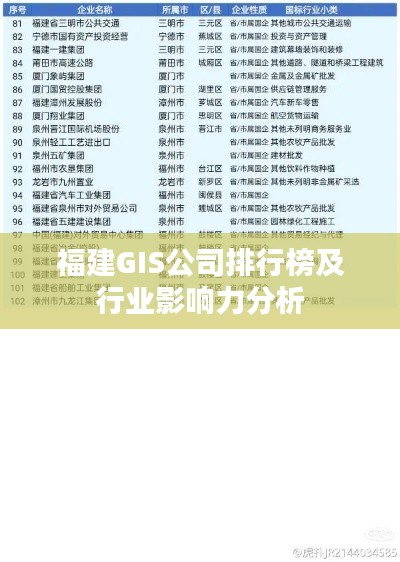 福建GIS公司排行榜及行业影响力分析