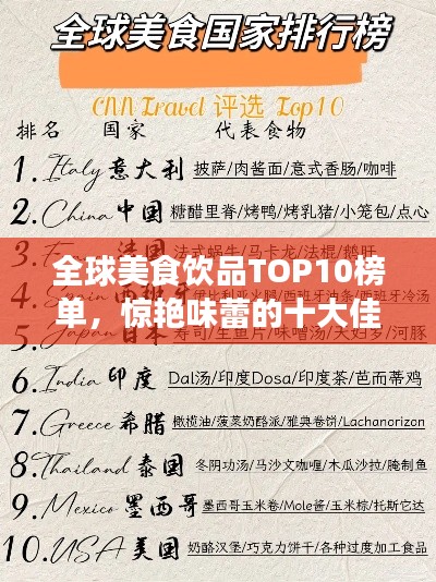 全球美食饮品TOP10榜单，惊艳味蕾的十大佳肴饮品