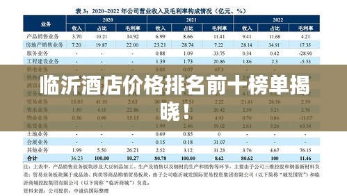 临沂酒店价格排名前十榜单揭晓！