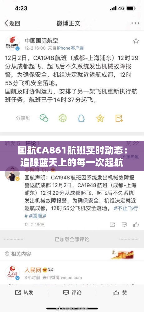 国航CA861航班实时动态：追踪蓝天上的每一次起航