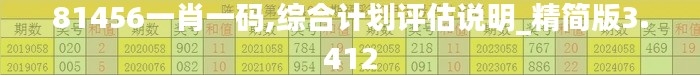 81456一肖一码,综合计划评估说明_精简版3.412