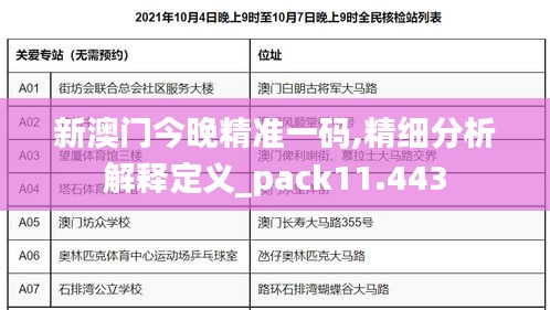 新澳门今晚精准一码,精细分析解释定义_pack11.443