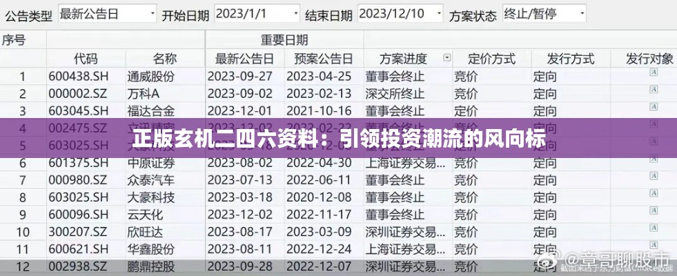 正版玄机二四六资料：引领投资潮流的风向标