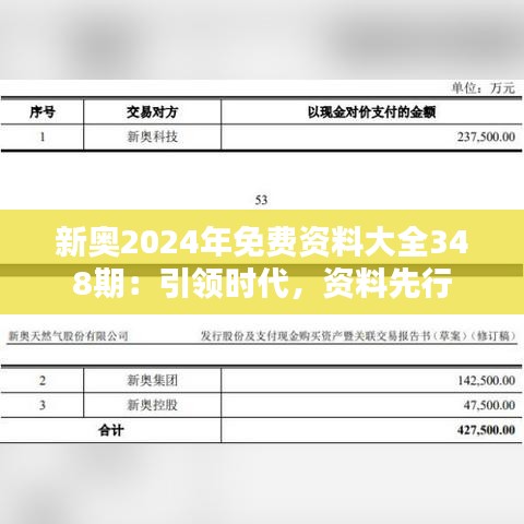 新奥2024年免费资料大全348期：引领时代，资料先行