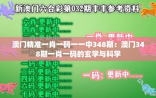 澳门精准一肖一码一一中348期：澳门348期一肖一码的玄学与科学