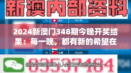 2024新澳门348期今晚开奖结果：每一晚，都有新的希望在萌芽