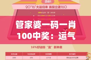 管家婆一码一肖100中奖：运气与智慧的完美结合，带你走向财富之路