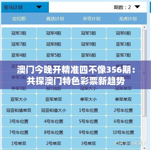 澳门今晚开精准四不像356期：共探澳门特色彩票新趋势