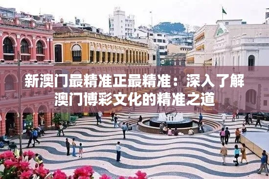 新澳门最精准正最精准：深入了解澳门博彩文化的精准之道