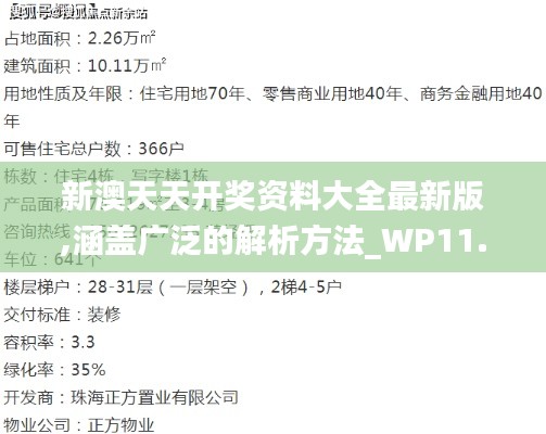 新澳天天开奖资料大全最新版,涵盖广泛的解析方法_WP11.767