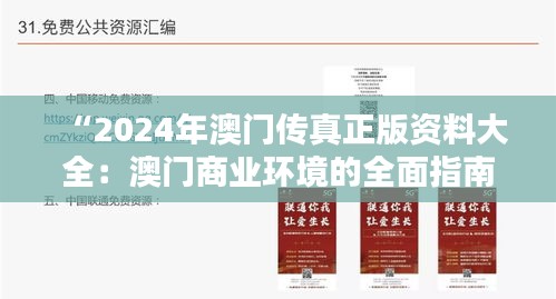 “2024年澳门传真正版资料大全：澳门商业环境的全面指南及实用手册”