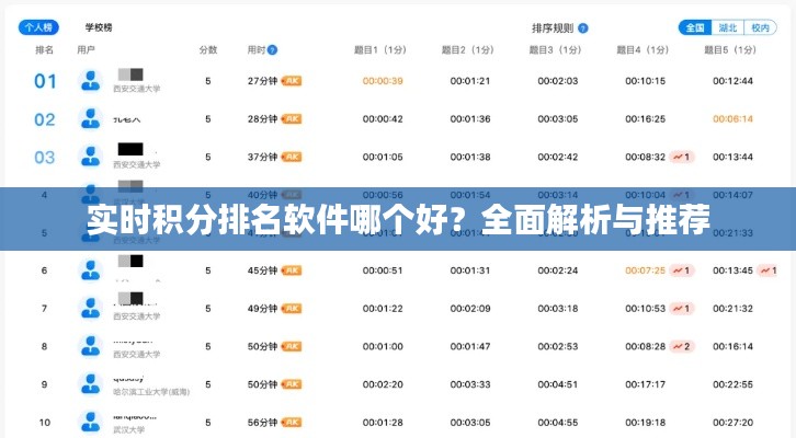 实时积分排名软件哪个好？全面解析与推荐