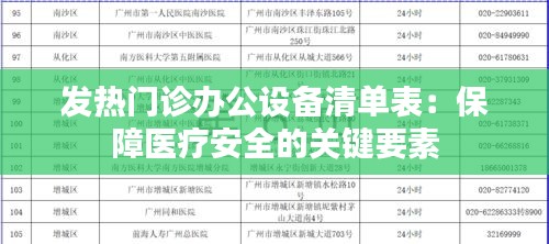 发热门诊办公设备清单表：保障医疗安全的关键要素