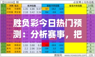 胜负彩今日热门预测：分析赛事，把握胜机