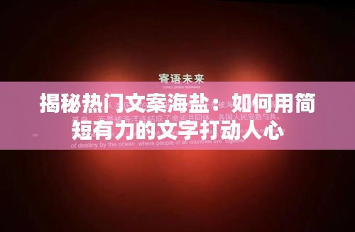 揭秘热门文案海盐：如何用简短有力的文字打动人心