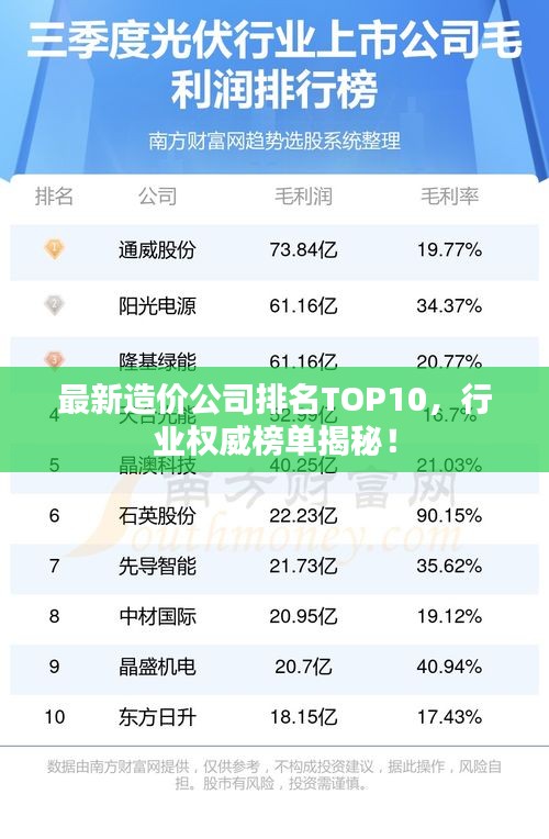 最新造价公司排名TOP10，行业权威榜单揭秘！