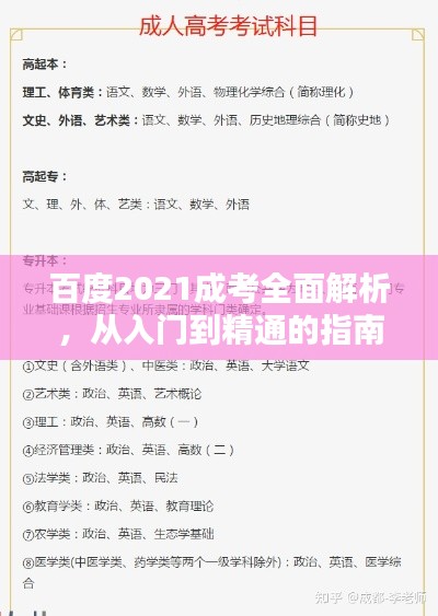 百度2021成考全面解析，从入门到精通的指南