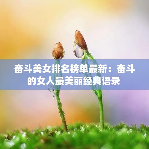 奋斗美女排名榜单最新：奋斗的女人最美丽经典语录 