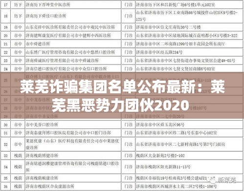 莱芜诈骗集团名单公布最新：莱芜黑恶势力团伙2020 