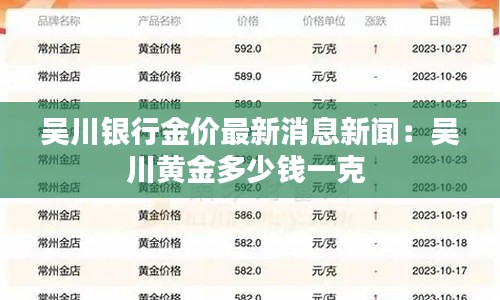 吴川银行金价最新消息新闻：吴川黄金多少钱一克 