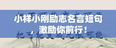 小样小刚励志名言短句，激励你前行！