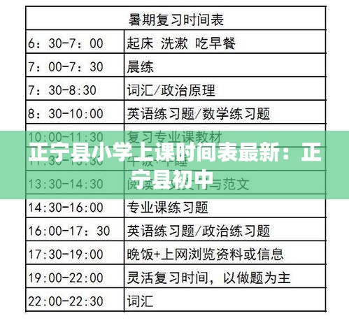 正宁县小学上课时间表最新：正宁县初中 