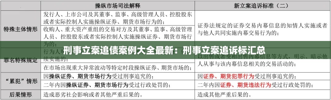 刑事立案追债案例大全最新：刑事立案追诉标汇总 