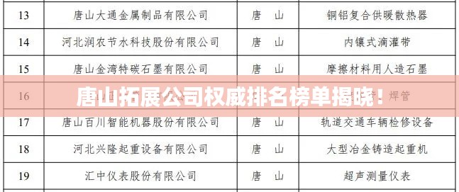 唐山拓展公司权威排名榜单揭晓！