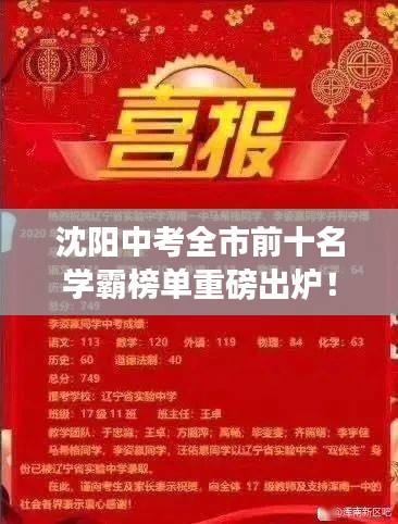 沈阳中考全市前十名学霸榜单重磅出炉！