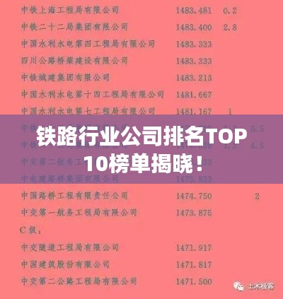 铁路行业公司排名TOP10榜单揭晓！