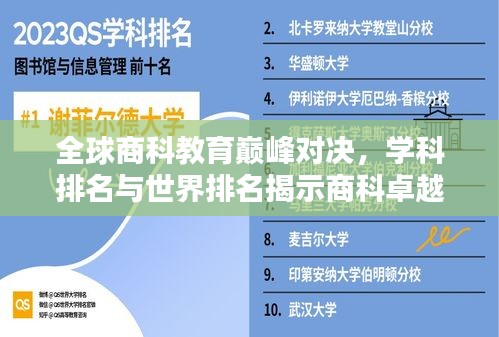 全球商科教育巅峰对决，学科排名与世界排名揭示商科卓越中心探究