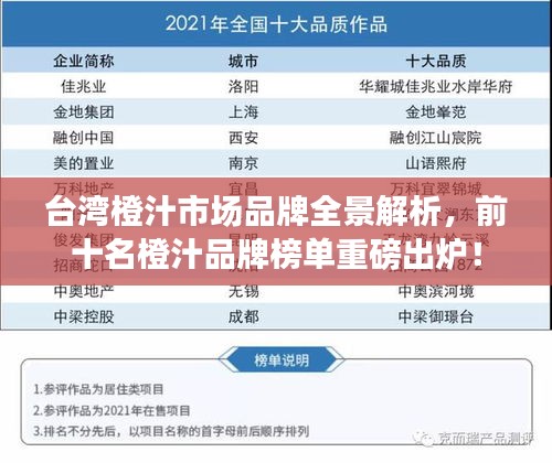 台湾橙汁市场品牌全景解析，前十名橙汁品牌榜单重磅出炉！