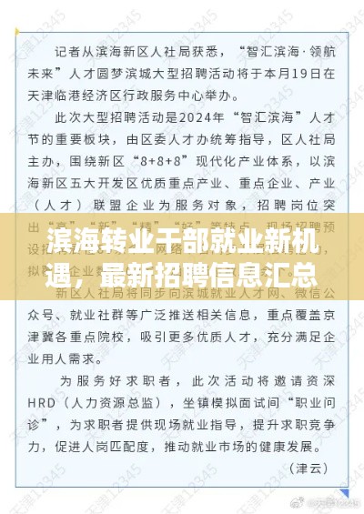 滨海转业干部就业新机遇，最新招聘信息汇总