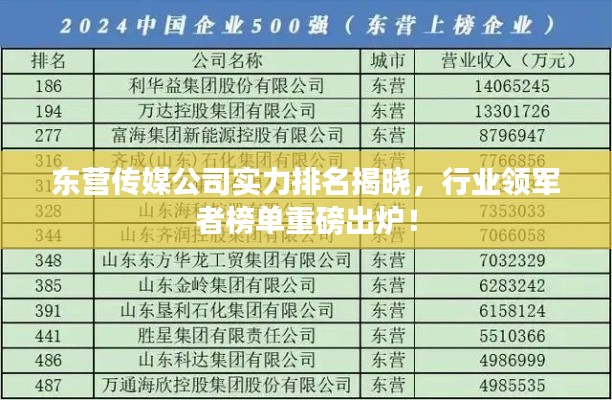 东营传媒公司实力排名揭晓，行业领军者榜单重磅出炉！