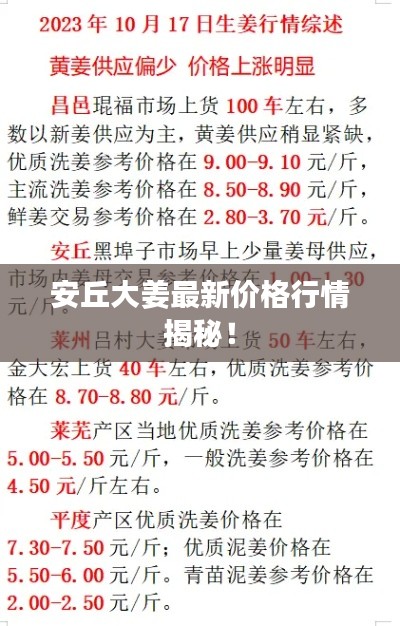安丘大姜最新价格行情揭秘！