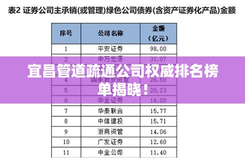 宜昌管道疏通公司权威排名榜单揭晓！