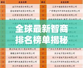 全球最新智商排名榜单揭秘，谁领跑智慧之巅？