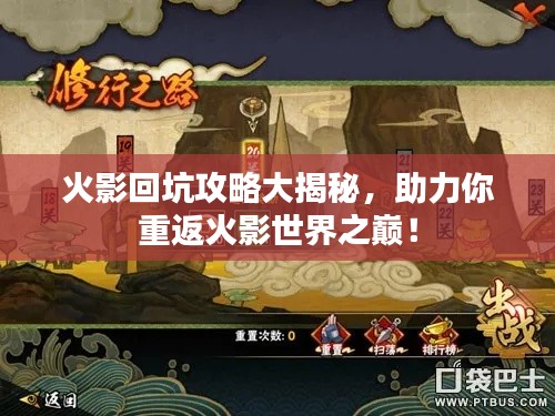 火影回坑攻略大揭秘，助力你重返火影世界之巅！