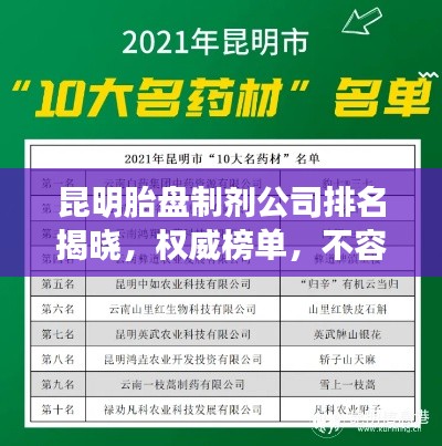 昆明胎盘制剂公司排名揭晓，权威榜单，不容错过！