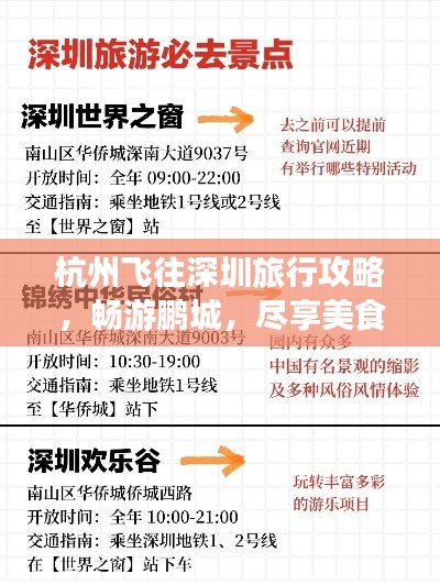 杭州飞往深圳旅行攻略，畅游鹏城，尽享美食与文化之旅！