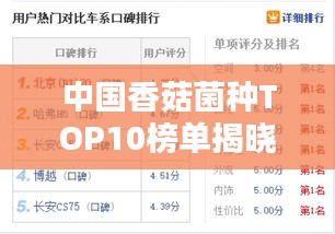 中国香菇菌种TOP10榜单揭晓，品质与口感俱佳的十大菌种推荐！