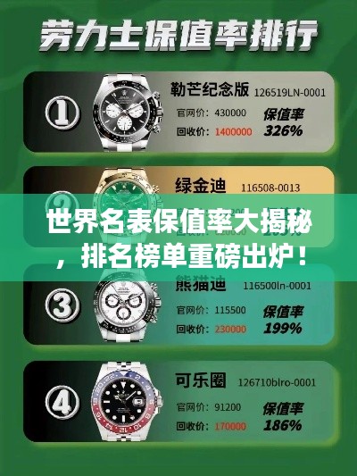 世界名表保值率大揭秘，排名榜单重磅出炉！