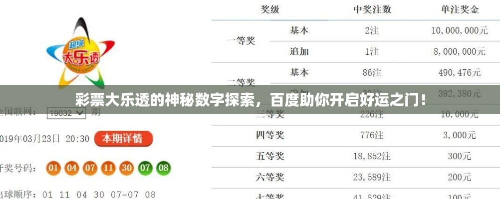 彩票大乐透的神秘数字探索，百度助你开启好运之门！