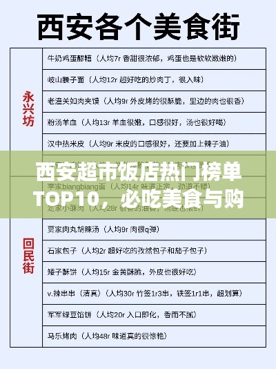 西安超市饭店热门榜单TOP10，必吃美食与购物好去处！